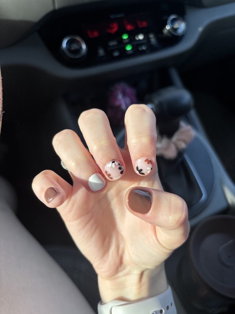 Nail station with polish bottles and tools
