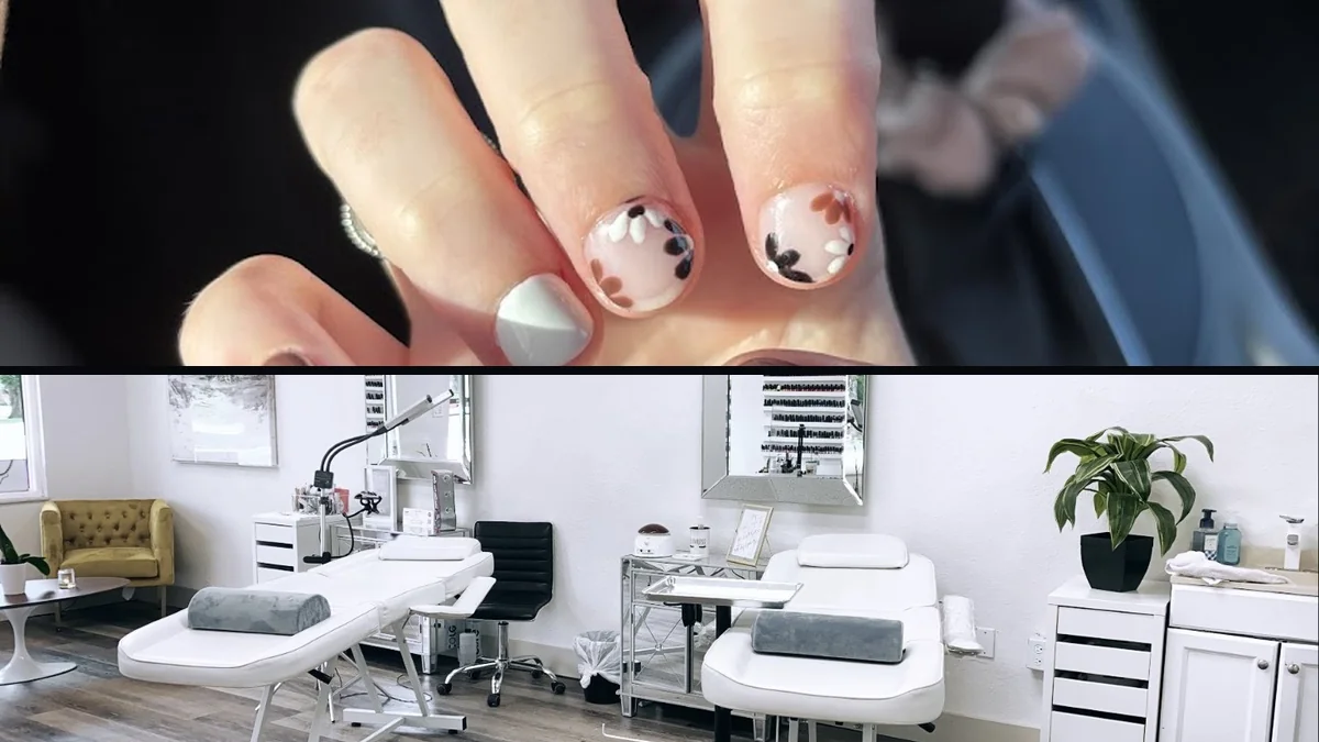 Manicure setup with tidy salon lighting