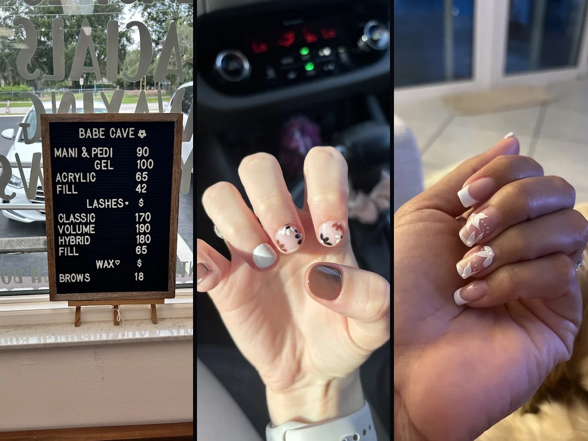 Manicure setup with tidy salon lighting